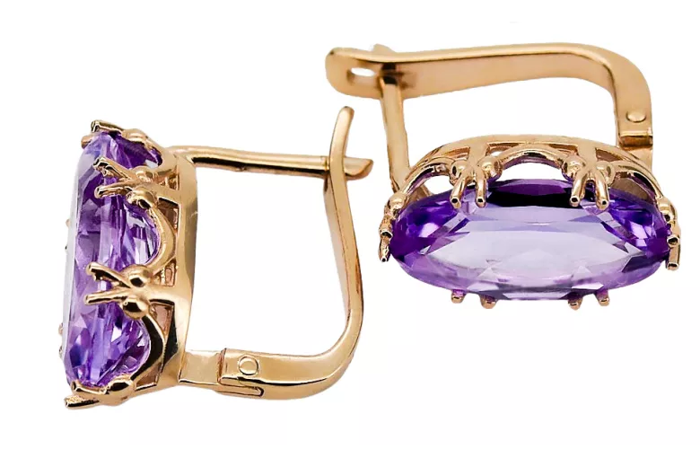 Earrings Vintage style Alexandrite Original Vintage 14K Rose Gold vec021r